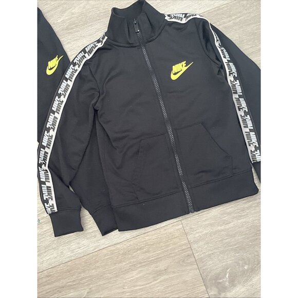 Nike 4T Boys 2Pc Track Suit Pants Jacket Outfit Set 3-4yr Black Neon - Picture 2 of 5
